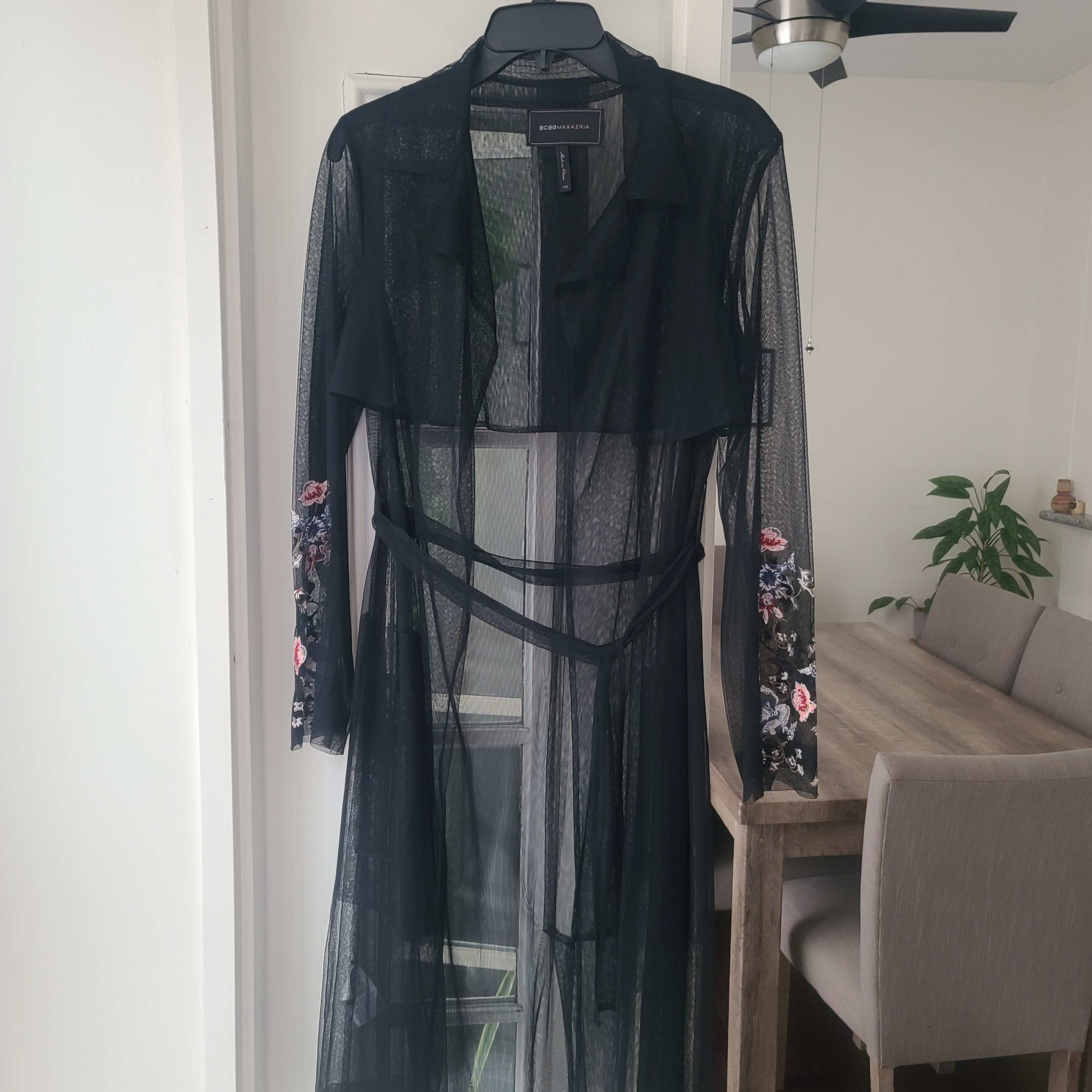 Bcbgmaxazria Sheer Black Labeled Trench